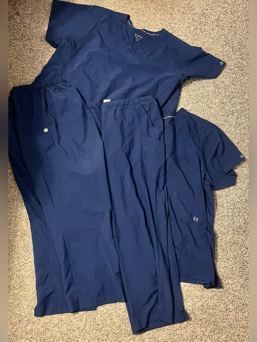 EUC Womenâs WonderWink Pro Navy Blue Scrub Sets 3X/4X ~ TWO SETS
